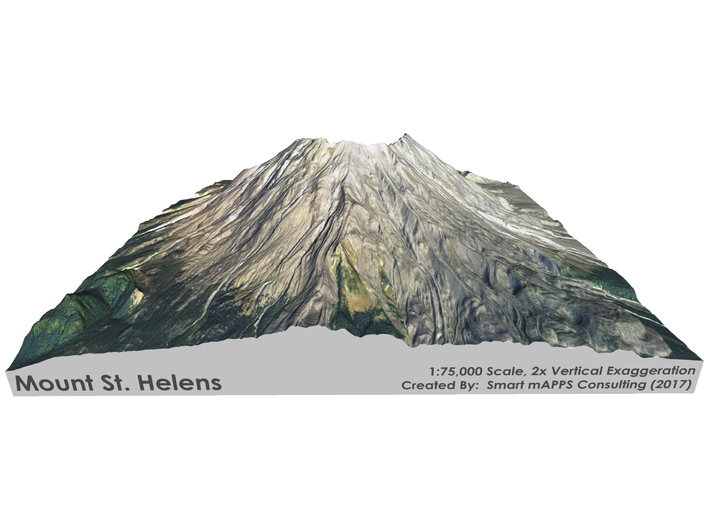 Mount St. Helens Map: 6" 3d printed 