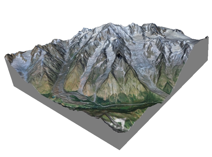 Mont Blanc Map: 1:100K 3d printed 