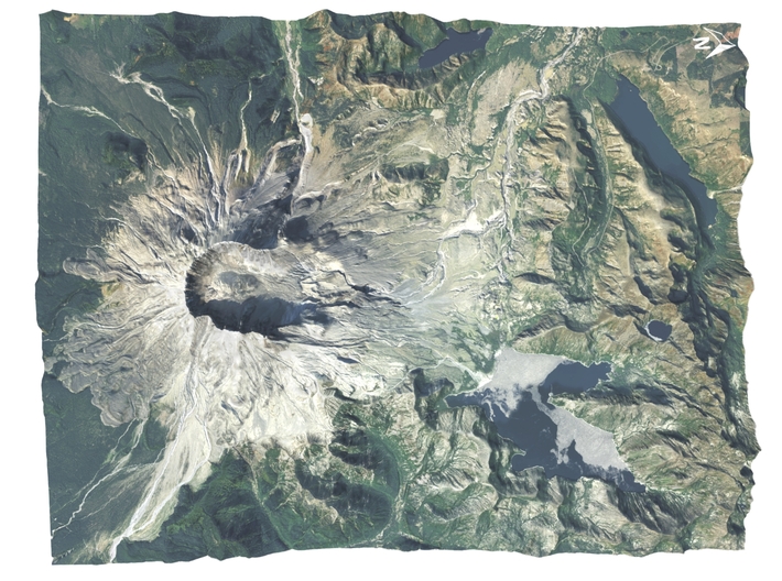 Mount St. Helens Map: 8.5"x11" 3d printed 