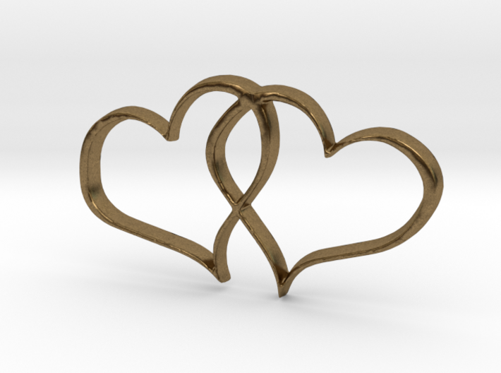 Double Hearts Interlocking Freehand Pendant Charm 3d printed