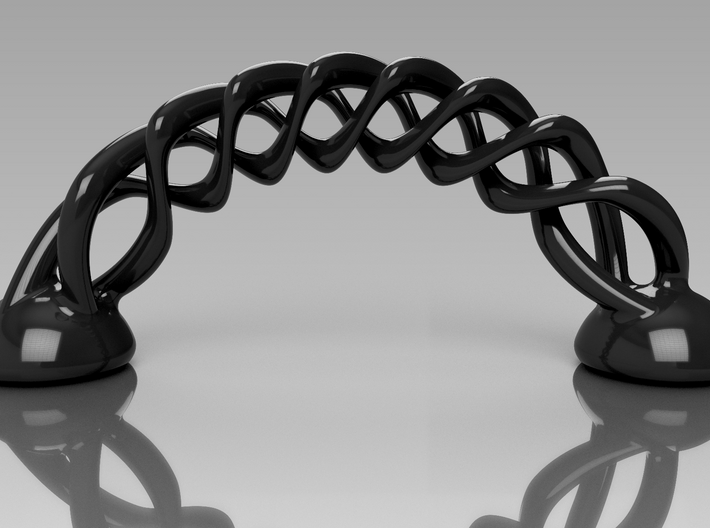 Curved Triple Helix 3d printed Glossy Black