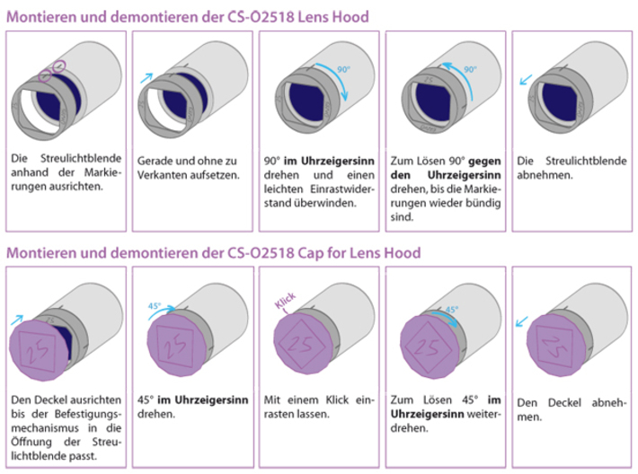 CS-O2518 Cap for Lens Hood  3d printed Deutsche Anleitung