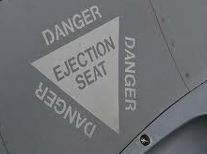 2.5 inch KeyChain DANGER EJECTION SEAT White on Bl 3d printed 