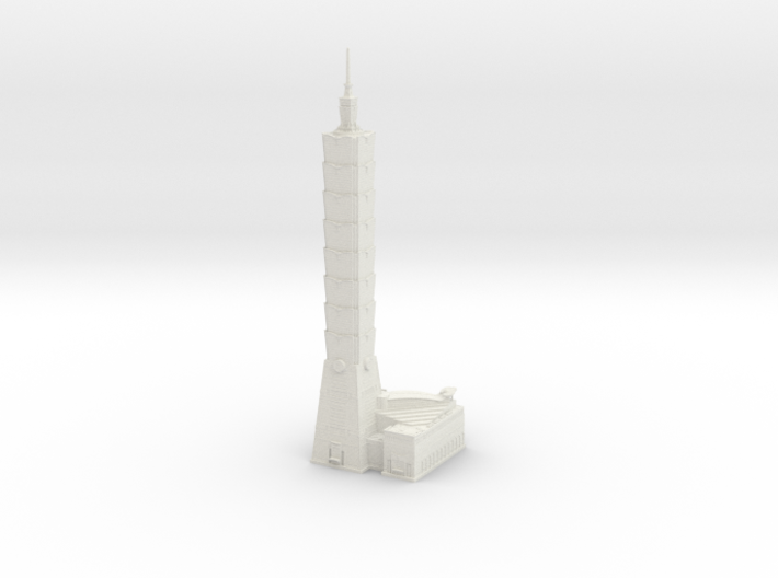 Taipei 101 (1:1800) 3d printed Shapeways render of assembled model.