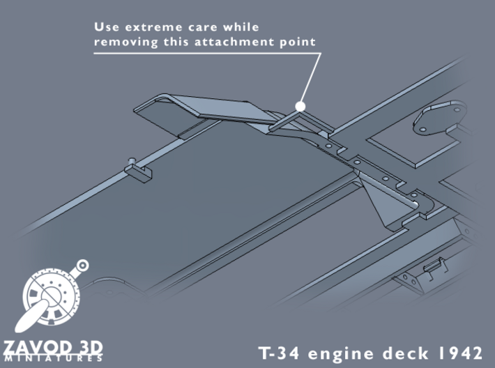 1:35 T-34 Engine Deck 1942 3d printed 
