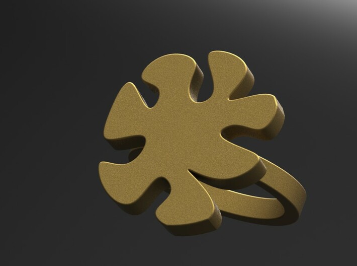 Asymmetric Ring  3d printed Matte Gold