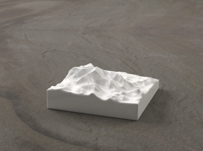 3''/7.5cm Mt. Everest, China/Tibet, Ceramic 3d printed Radiance rendering of Everest massif from the North