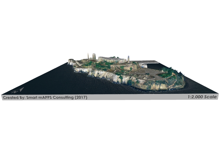 Alcatraz Island Map: 8"x10" 3d printed 