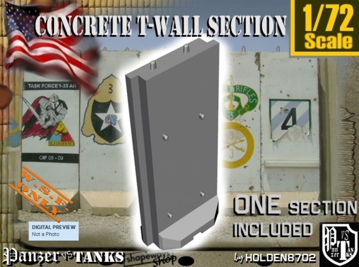 1/72 Concrete T-Wall Section 3d printed