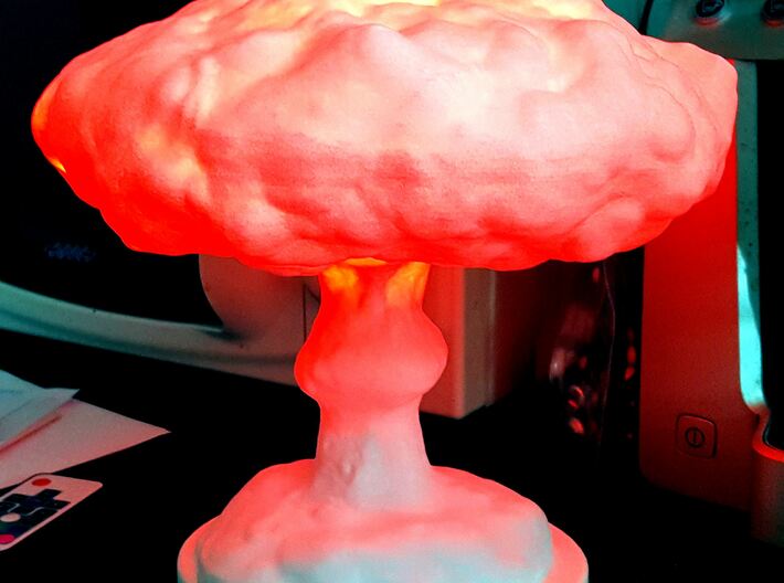 Mushroom Cloud Lamp 3d printed Red LED-strip inside,