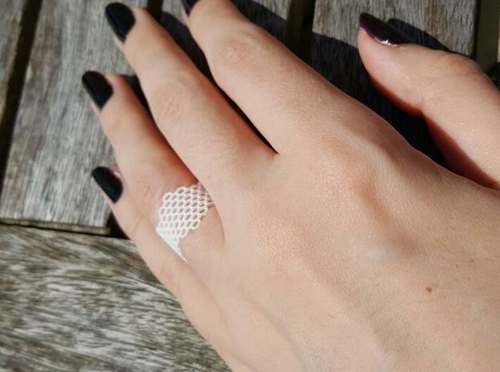 Honeycomb Band Ring 3d printed White Strong & Flexible