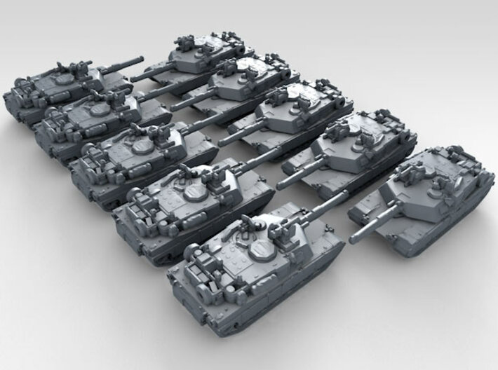1/700 US M1A2 Abrams Main Battle Tank x10 3d printed 3d render showing product detail