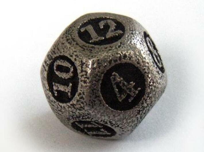 Overstuffed d12 3d printed In stainless steel and inked