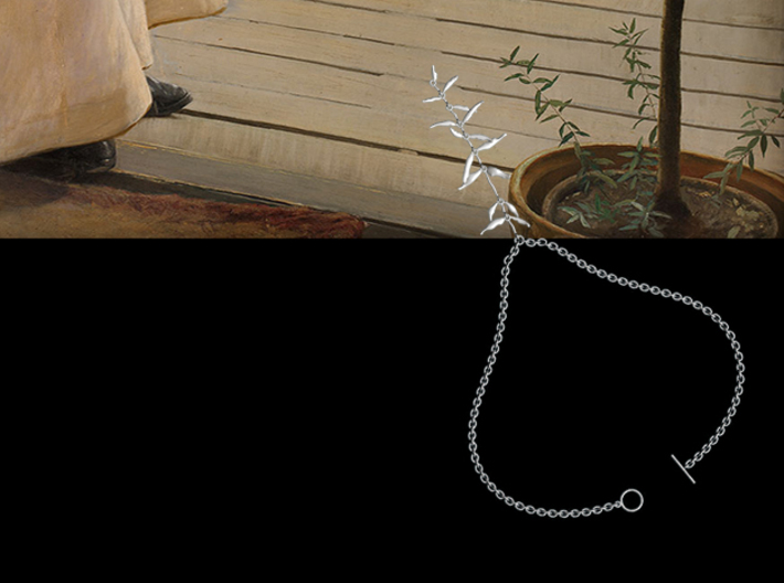 "At the French Windows" Necklace #1 3d printed Necklace beside foliage detail