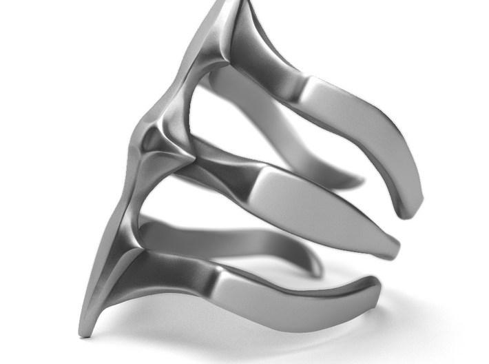 Two Spikes - Sterling Silver Ring 3d printed Aged silver option here: https://shop.pj3dartist.com/collections/jewelry/products/two-spikes-minimal-ring?