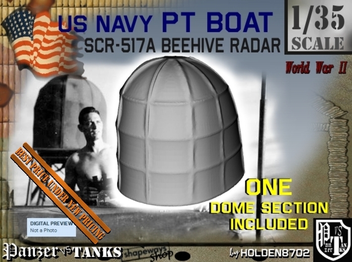 1-35 PT Boat Beehive Radar Dome 3d printed
