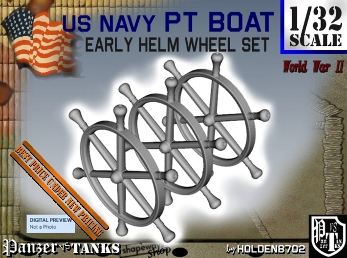 1-32 PT Boat Helm Wheel Set 3d printed