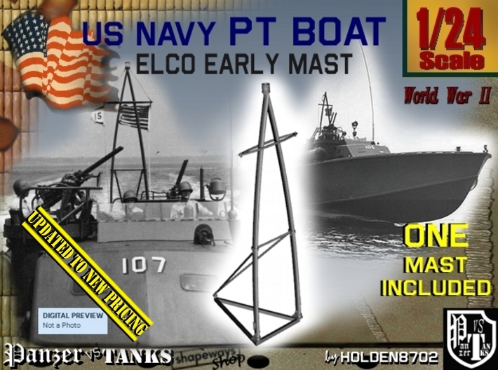 1-24 Elco PT Boat Early Mast 3d printed