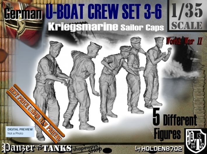 1-35 German U-Boot Crew Set3-6 3d printed