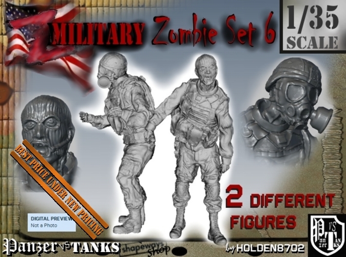 1-35 Military Zombie Set 6 3d printed