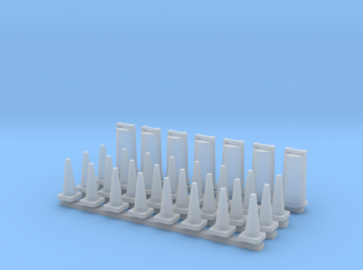 'N Scale' - Road Construction Cones & Barrels 3d printed 