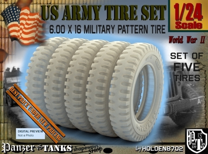 1-24 FIVE UNITS Tire 600x16 3d printed