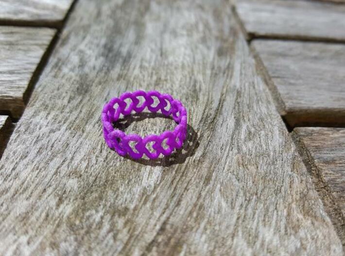 Heart Row Ring 3d printed Purple Strong & Flexible