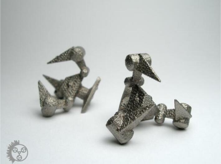 Tribot Cufflinks 3d printed Stainless Steel