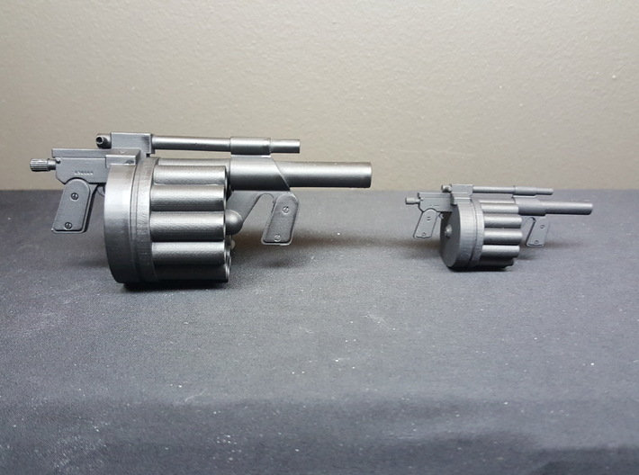 Hawk MM1 Grenade Launcher 1:6 scale 3d printed 1:6 scale (left) and 1:10 scale (right)