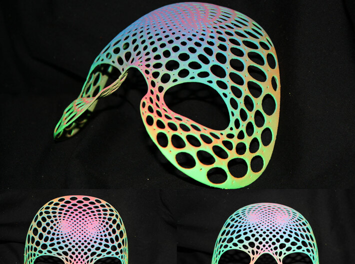 Skulladelic 3d printed Skulladelic painted with UV reactive paints, shown under UV lighting