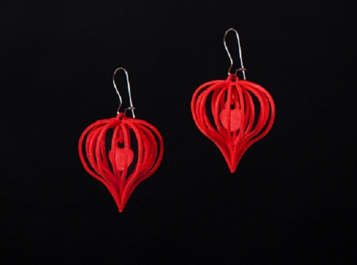 Earrings Heart In Heart - 2 Pcs 3d printed
