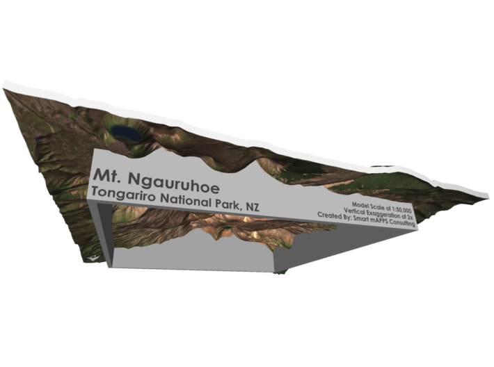 Mount Ngauruhoe (Mt Doom) Map - 9" 3d printed 