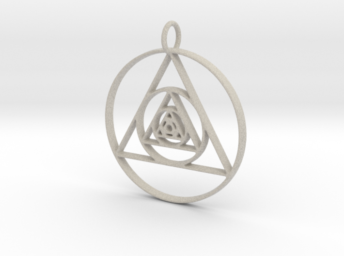 Modern Abstract Circles And Triangles Pendant 3d printed