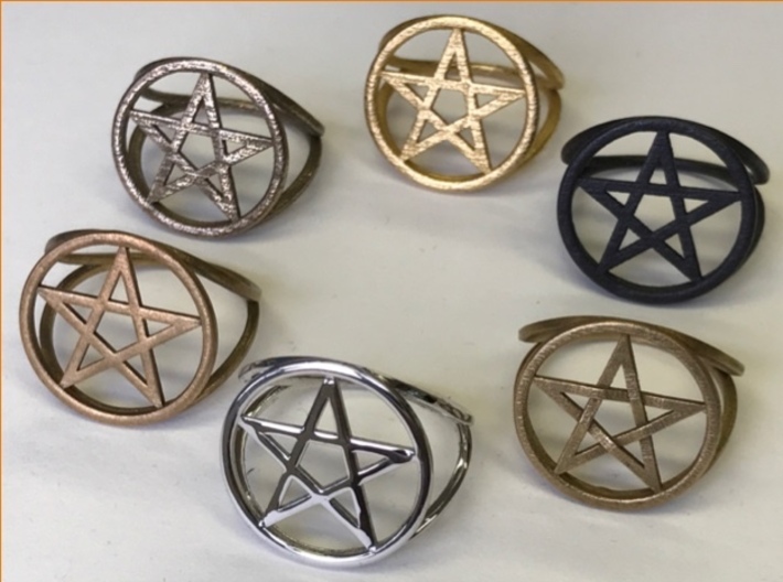 Pentacle ring (customize) 3d printed A ring of rings!