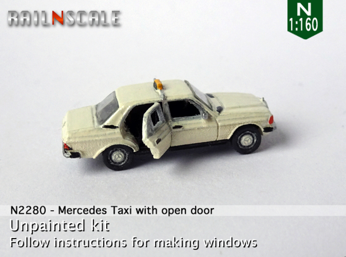 Mercedes-Benz W123 Taxi w/ open door (N 1:160) 3d printed 