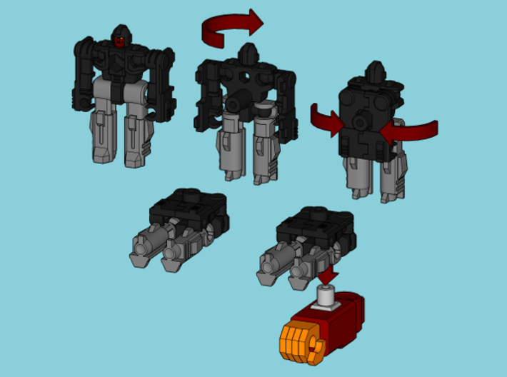 MicroSlinger "Flarestorm" 3d printed Convert from robot mode into weapon with 5mm hole mount.