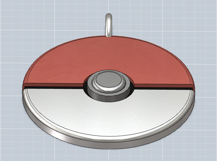 Pokeball Pendant 3d printed Front panned view