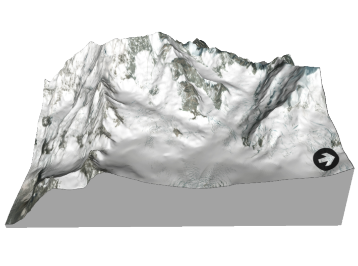 Aoraki / Mount Cook Map, New Zealand: 9" 3d printed 