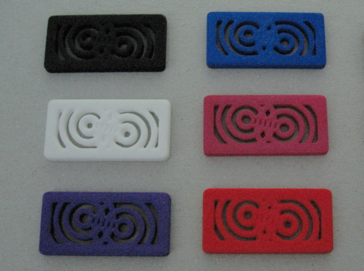 Titan Side Concentric - Closer to Laser 3d printed Multiple colors out of the nylon plastic. This is a photo of actual prints.