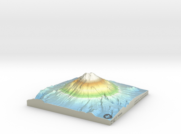 Mount St. Helens Pre-1980 Map: Blue Relief 3d printed 