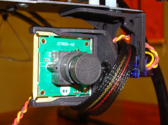 FPV Cam Mount V2 3d printed Front right (embedded servo horn visible)