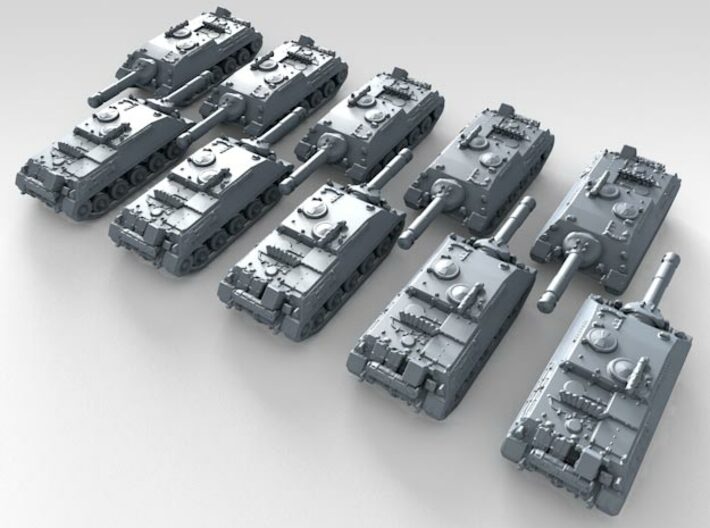1/600 German Kanonenjagdpanzer Tank Destroyer x10 3d printed 3d render showing product detail