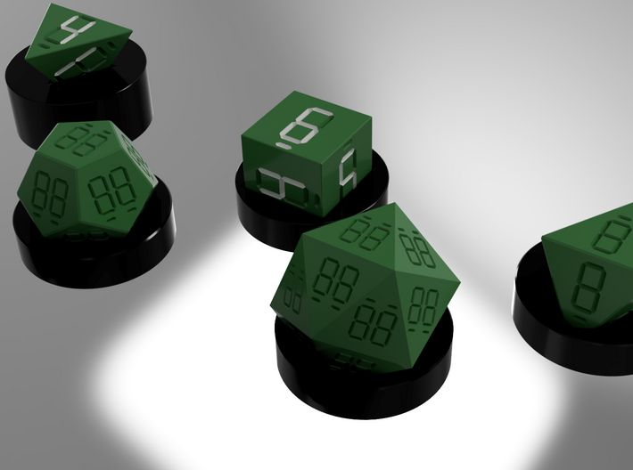 D4 Inverted Socket 3d printed D4, D6, D8, D12 and D20 in holders
