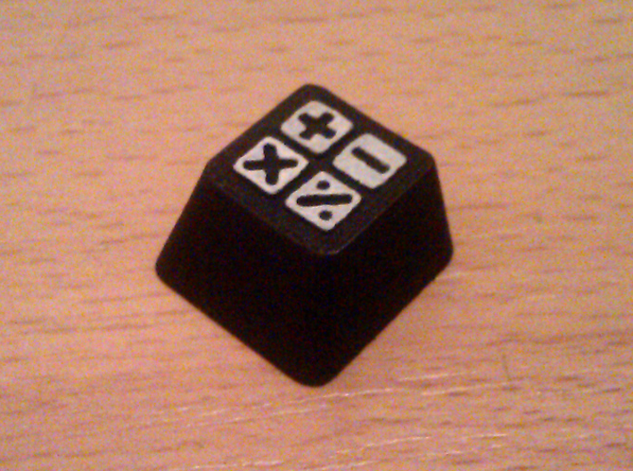 Cherry MX Calculator Keycap 3d printed The real thing dyed black with its details hand-painted white