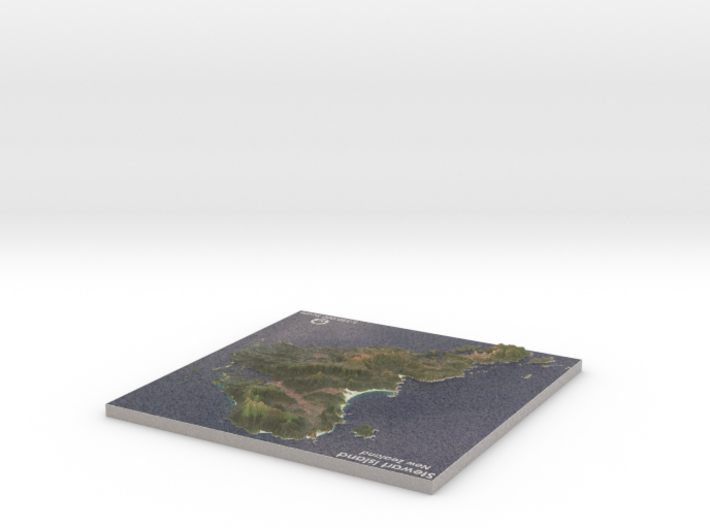 Stewart Island Map, New Zealand 3d printed 