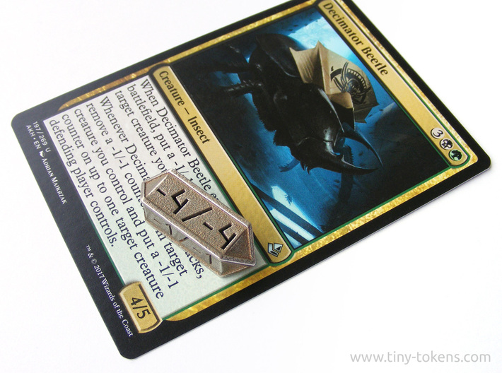 Amonkhet +1/+1 Counter for MTG 3d printed An example of the -1/-1 version of this counter in stainless steel