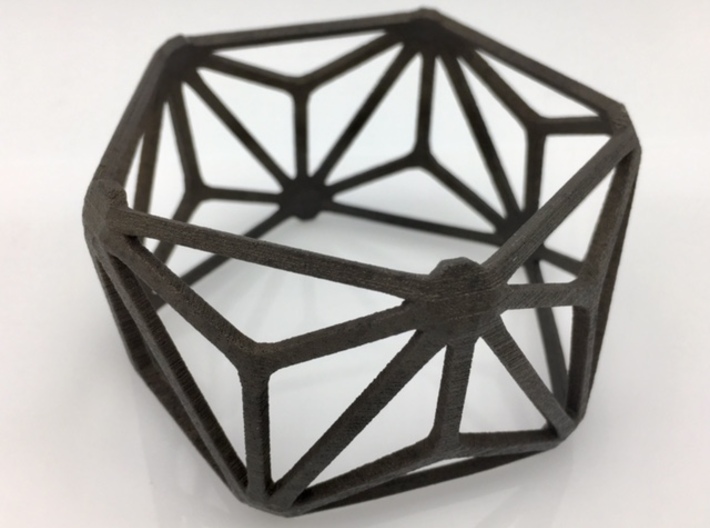 Catalan Bracelet - Triakis Icosahedron 3d printed Photo of finished product in Matte Black Steel