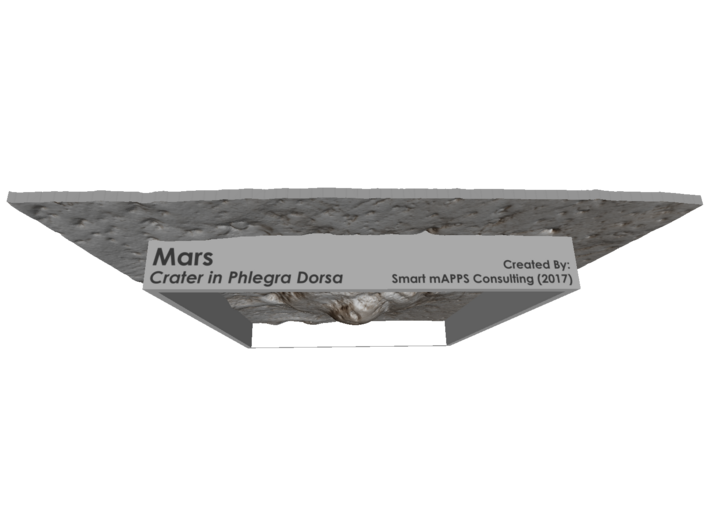 Mars Map: Crater in Phlegra Dorsa - Sepia 3d printed 