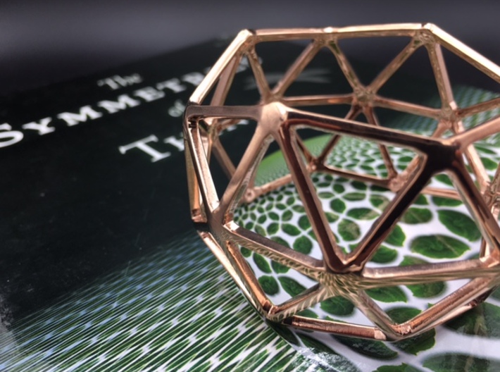 Catalan Bracelet - Pentakis Dodecahedron 3d printed Photo of finished product in 14k Rose Gold Plated