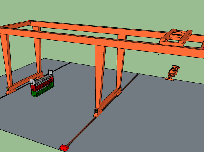 N Scale Intermodal Yard Crane- Lifter, Wheels, Tro 3d printed 